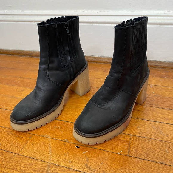 FREE PEOPLE James Black Leather Platform Chelsea Boots Size 39 US 9 - Picture 10 of 10